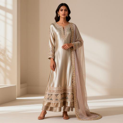 Purple silk chudidar set